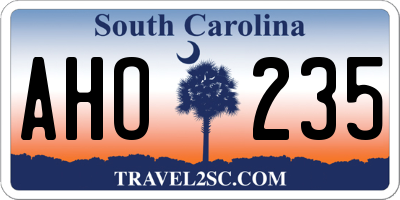 SC license plate AHO235