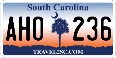 SC license plate AHO236