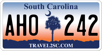 SC license plate AHO242