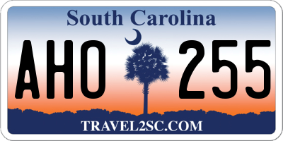 SC license plate AHO255