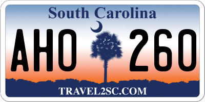 SC license plate AHO260