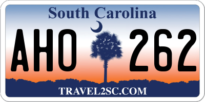 SC license plate AHO262