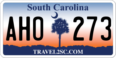 SC license plate AHO273