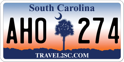 SC license plate AHO274