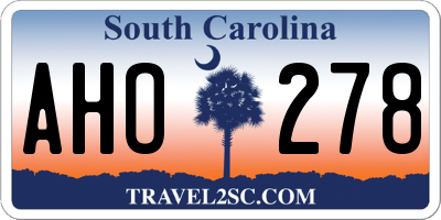 SC license plate AHO278