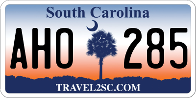 SC license plate AHO285