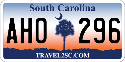 SC license plate AHO296