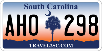 SC license plate AHO298