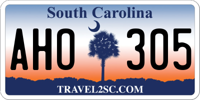 SC license plate AHO305