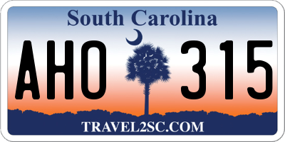 SC license plate AHO315