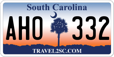 SC license plate AHO332