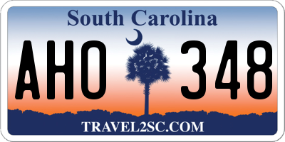 SC license plate AHO348