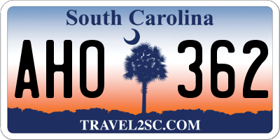 SC license plate AHO362