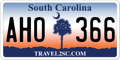 SC license plate AHO366