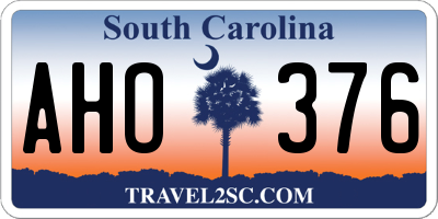 SC license plate AHO376