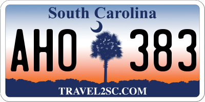 SC license plate AHO383
