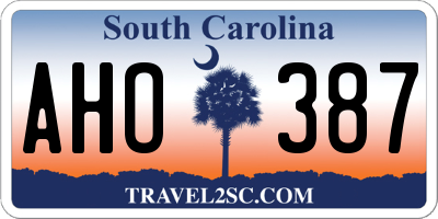 SC license plate AHO387