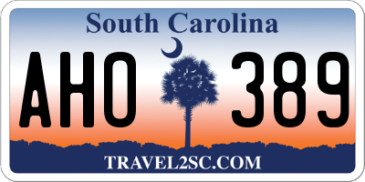 SC license plate AHO389