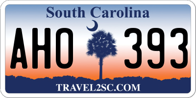 SC license plate AHO393