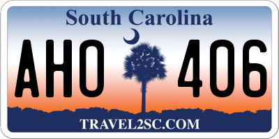SC license plate AHO406