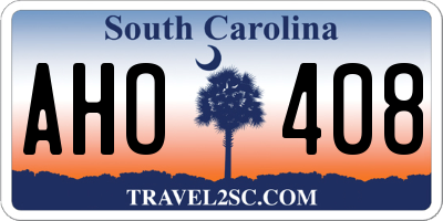 SC license plate AHO408