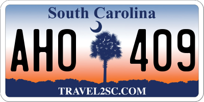 SC license plate AHO409