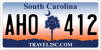 SC license plate AHO412