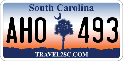 SC license plate AHO493