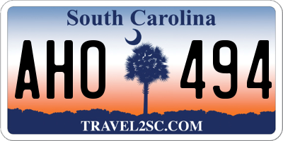 SC license plate AHO494