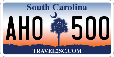 SC license plate AHO500