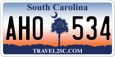 SC license plate AHO534