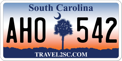 SC license plate AHO542