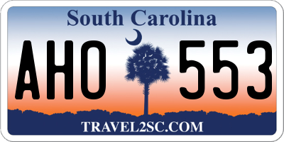 SC license plate AHO553