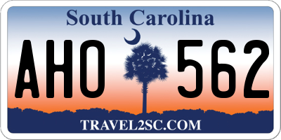 SC license plate AHO562