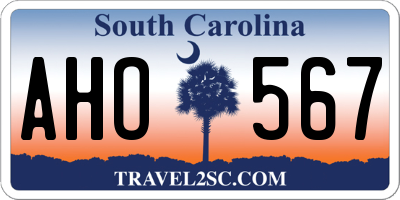 SC license plate AHO567