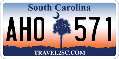 SC license plate AHO571