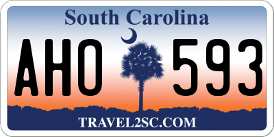 SC license plate AHO593