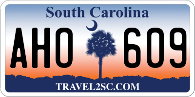 SC license plate AHO609