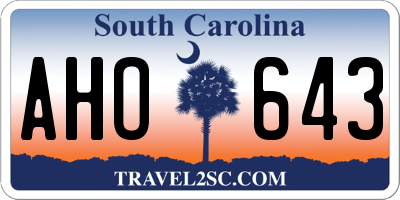 SC license plate AHO643