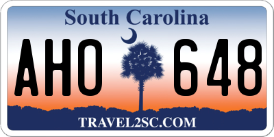 SC license plate AHO648