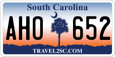 SC license plate AHO652
