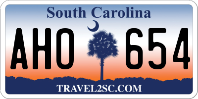SC license plate AHO654