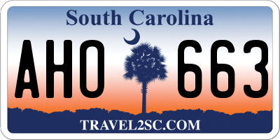 SC license plate AHO663