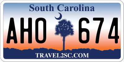 SC license plate AHO674