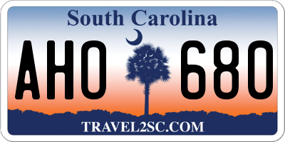 SC license plate AHO680