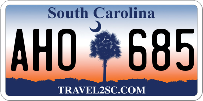 SC license plate AHO685