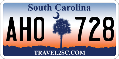 SC license plate AHO728