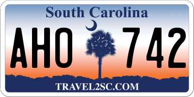 SC license plate AHO742