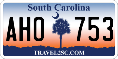 SC license plate AHO753