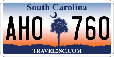 SC license plate AHO760